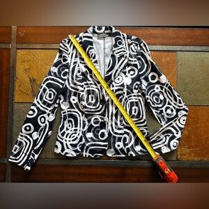 Tribal stretchablebcardigan blazer black/white design boho Aztec large office